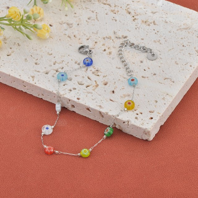 Lokaer Armband Halskette, Glasperlen, Perle, Bunt, Edelstahl, Damen - Bild 1