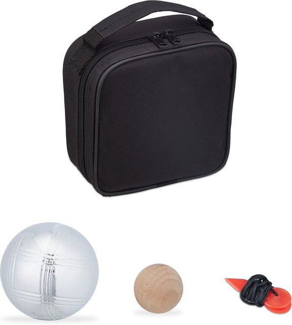 Relaxdays Boule Set Stahl Silber mit Tragetasche - Bild 1
