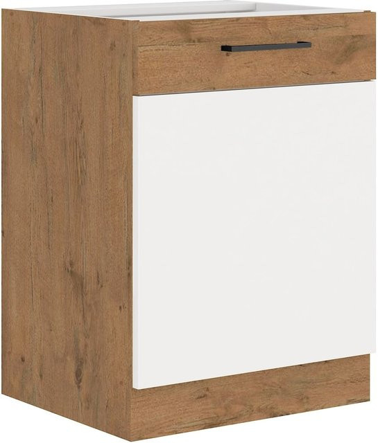 Vigo Küchenunterschrank Lancelot in Weiß Hochglanz und Eiche, Breite: 60 cm - Bild 1