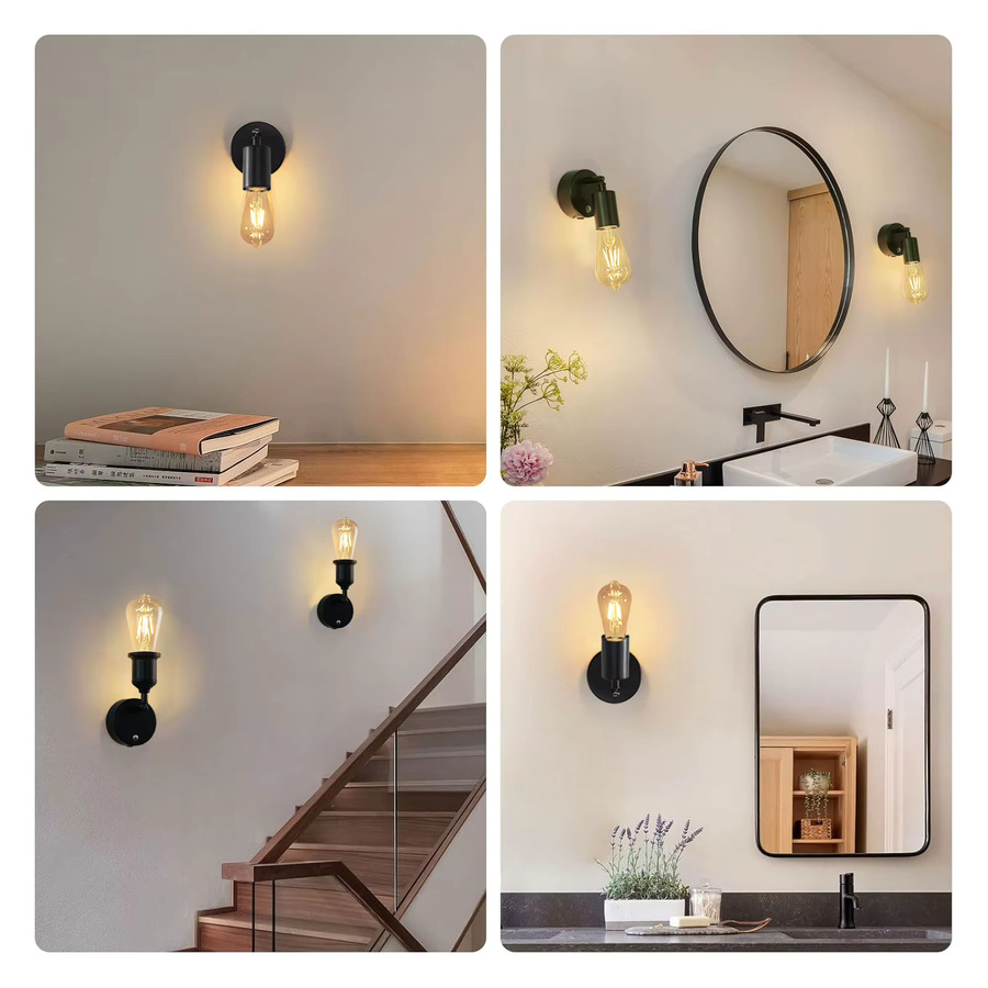 Nordic Retro Wandlampe Schwarz mit Fernbedienung und Touch-Schalter, dimmbar, 6W, E27, mit 5200mAh Akku für Wohnzimmer und Nachtbeleuchtung - Bild 3