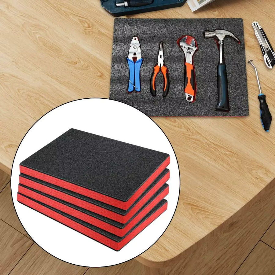 Mehrzweck EPE-Schaumstoff-Werkzeugkasteneinlagen Organizer in Schwarz und Rot, B/T/H: 103,15 x 77,42 x 12,7 cm - Bild 2