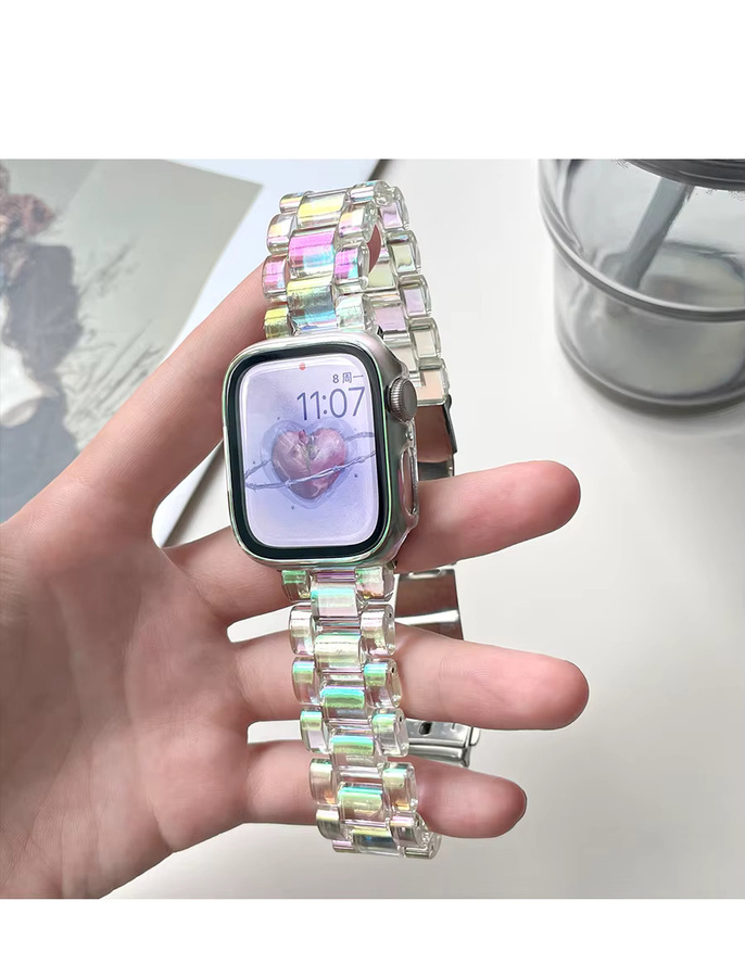 JBAILI Uhrenarmband Laser-Acryl, Weiß, Unisex - Bild 2
