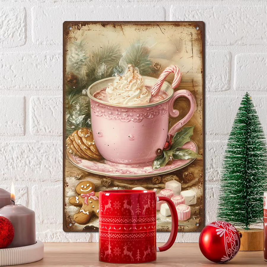 Putuo Decor Vintage Metallblechschild Gingerbread Man Wandkunst für Weihnachten, Höhe: 30,0 cm, Breite: 20,0 cm - Bild 4
