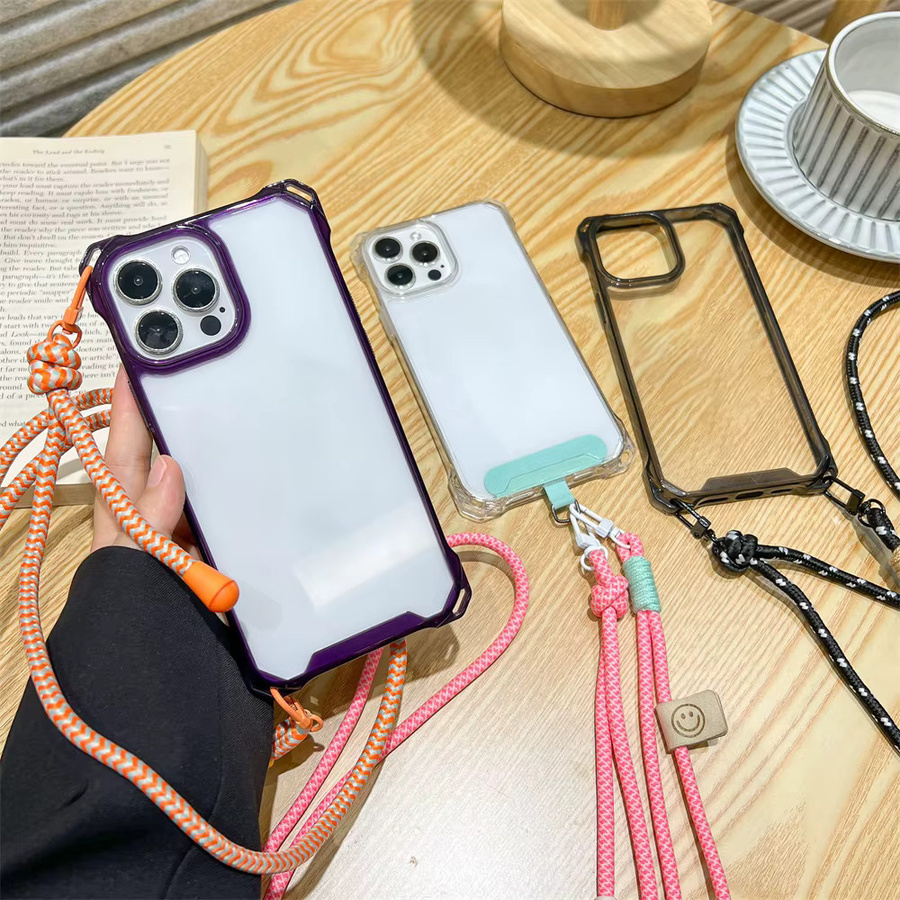 Stoßfeste Handyhülle mit Lanyard für iPhone 17 Pro Max, 16, 15, 14, 13, 12 aus transparentem TPU und PC - Bild 2