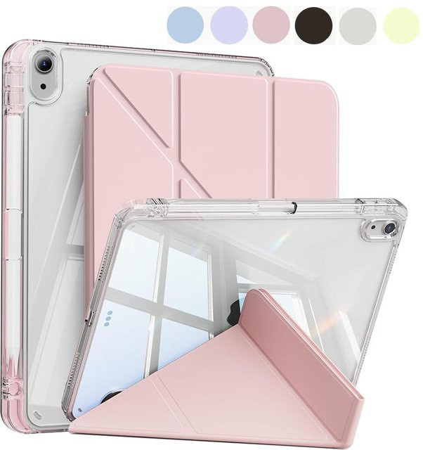 Rui Di Schutzhülle für iPad mit Stifthalter und faltbarem Y-förmigem Ständer in Rosa - Bild 1