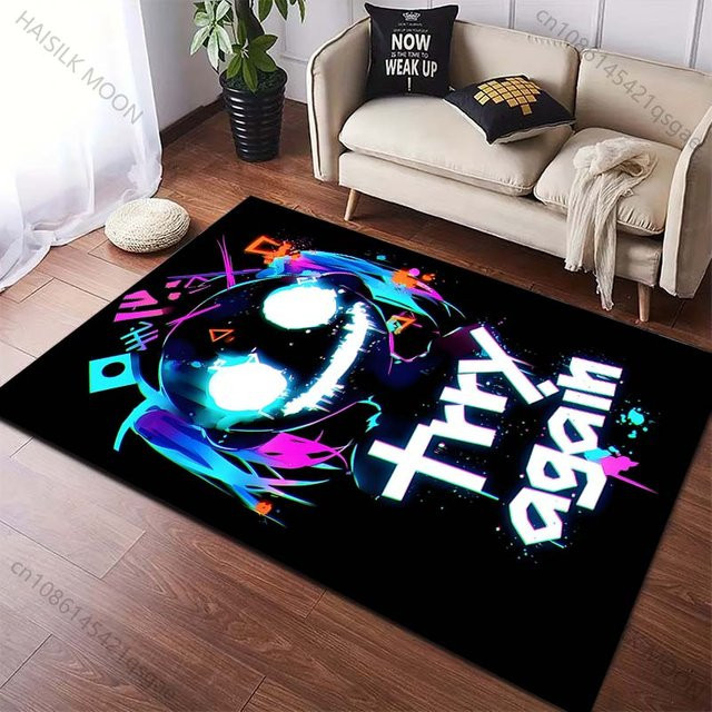 UQIDEHOME Rutschfester Teppich mit Neon Graffiti Design, modern und geometrisch, Mehrfarbig, B/T: 60 x 40 cm - Bild 1