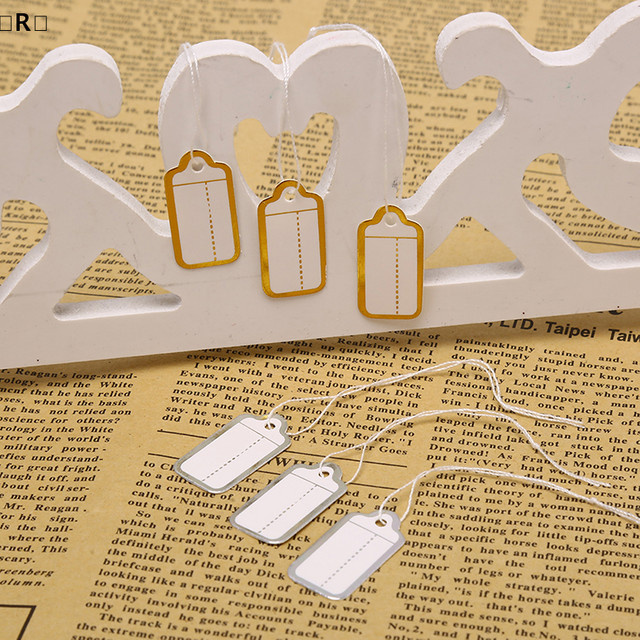 Sigur Preisetiketten-Tags aus Papier, 200 Stück rechteckige Schmuck-Preisetiketten in Gold und Weiß - Bild 1