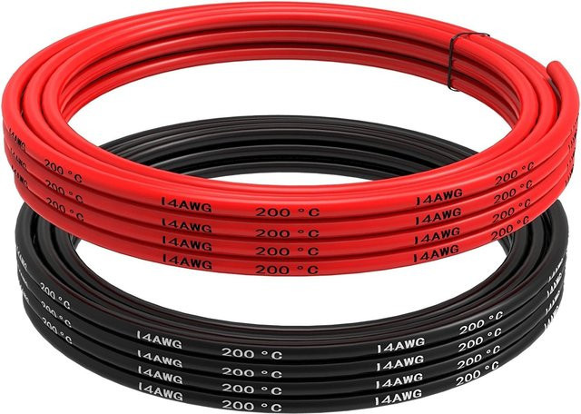 YUNIQUE EUROPE Silikonkabel 14 AWG Set, 2 x 2,5 m, Farben: Rot und Schwarz, flexibel und hochtemperaturbeständig für Elektronikprojekte - Bild 1