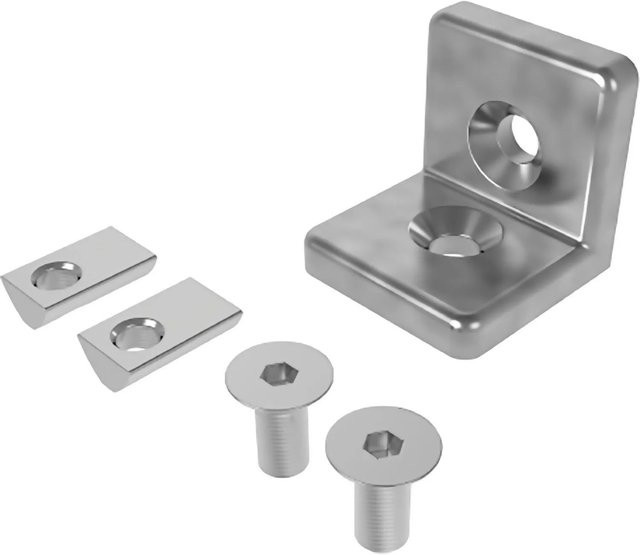 Fath Verbindungswinkel Item System aus Zinkdruckguss in Silber mit Nutensteinen und Schrauben, B/T/H: 40 x 40 x 40 mm - Bild 1