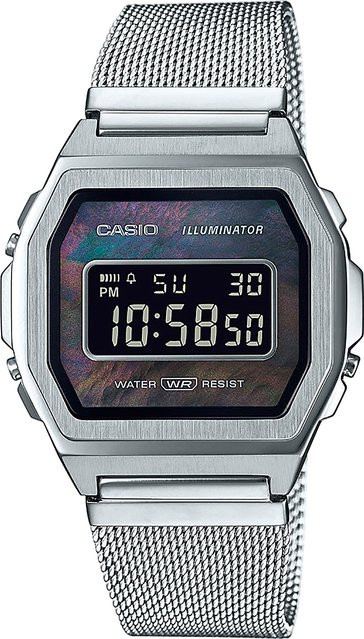 Casio Digitaluhr, Quarz, Edelstahl, 38 mm, Unisex, Schwarz - Bild 1