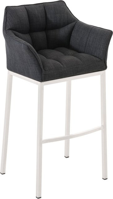 TPFLiving Barhocker Damaskus mit 4-Fuß Gestell in Weiß und Dunkelgrau, modern und drehbar - Bild 1