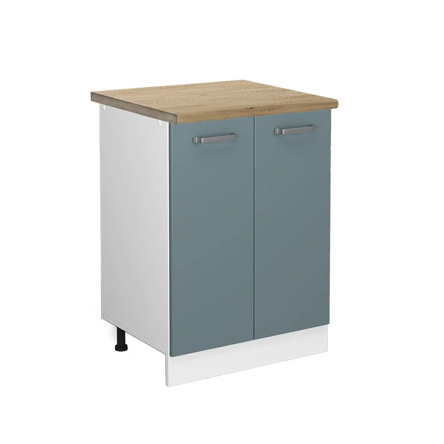 Vicco R-Line Küchenunterschrank in Blau-Grau und Weiß mit Eiche-Optik, B/T/H: 60 x 60 x 81,6 cm - Bild 2