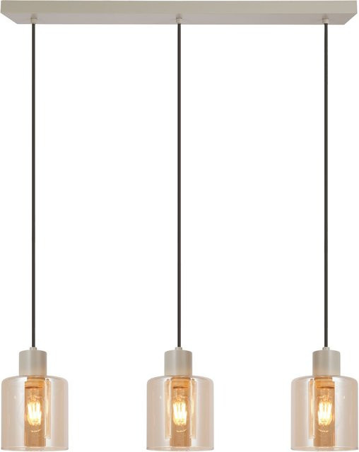 Brilliant Lyska Pendelleuchte aus Metall und Glas in Beige und Transparent, 3x E27 Fassung, B/T/H: 72 x 12,5 x 120 cm - Bild 1