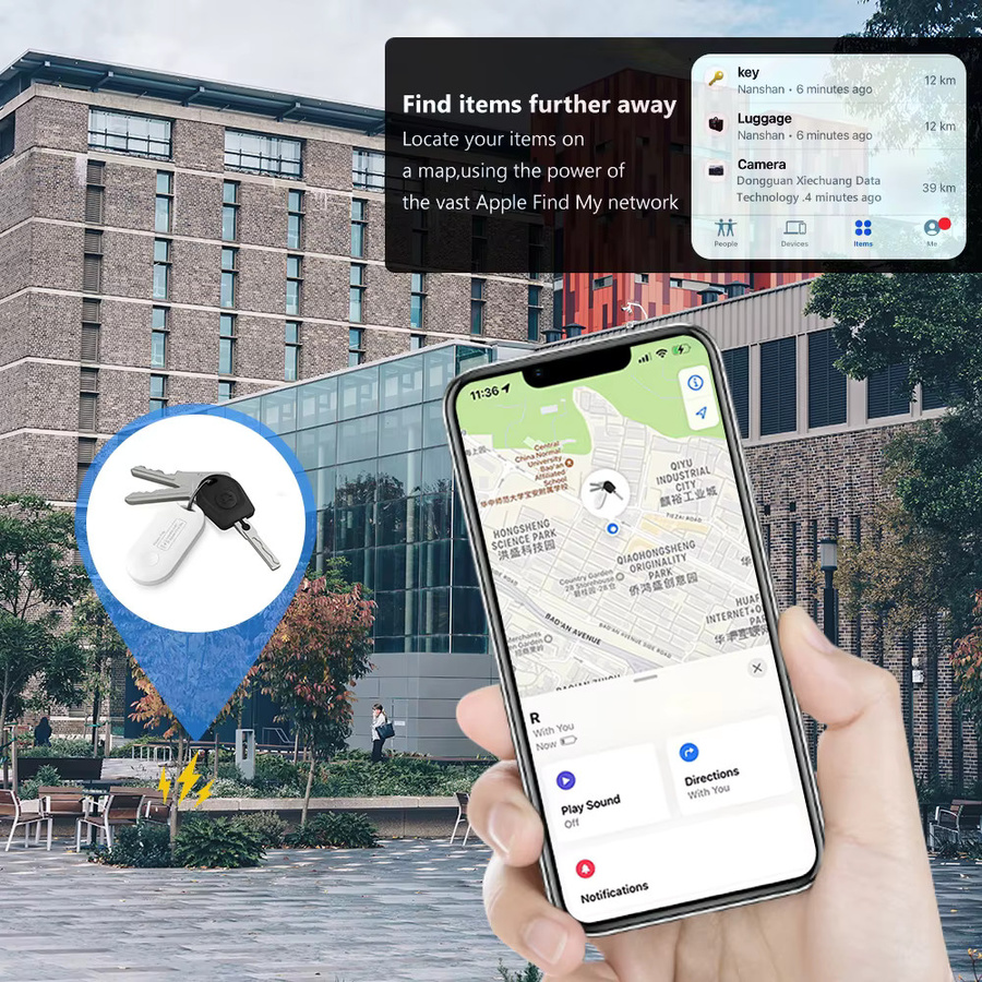 SZKOSTON Global GPS Locator Mini Smart Tag in Weiß – Anti-Lost Tracker kompatibel mit der iPhone Find My App für Schlüssel, Geldbörsen und Auto - Bild 3