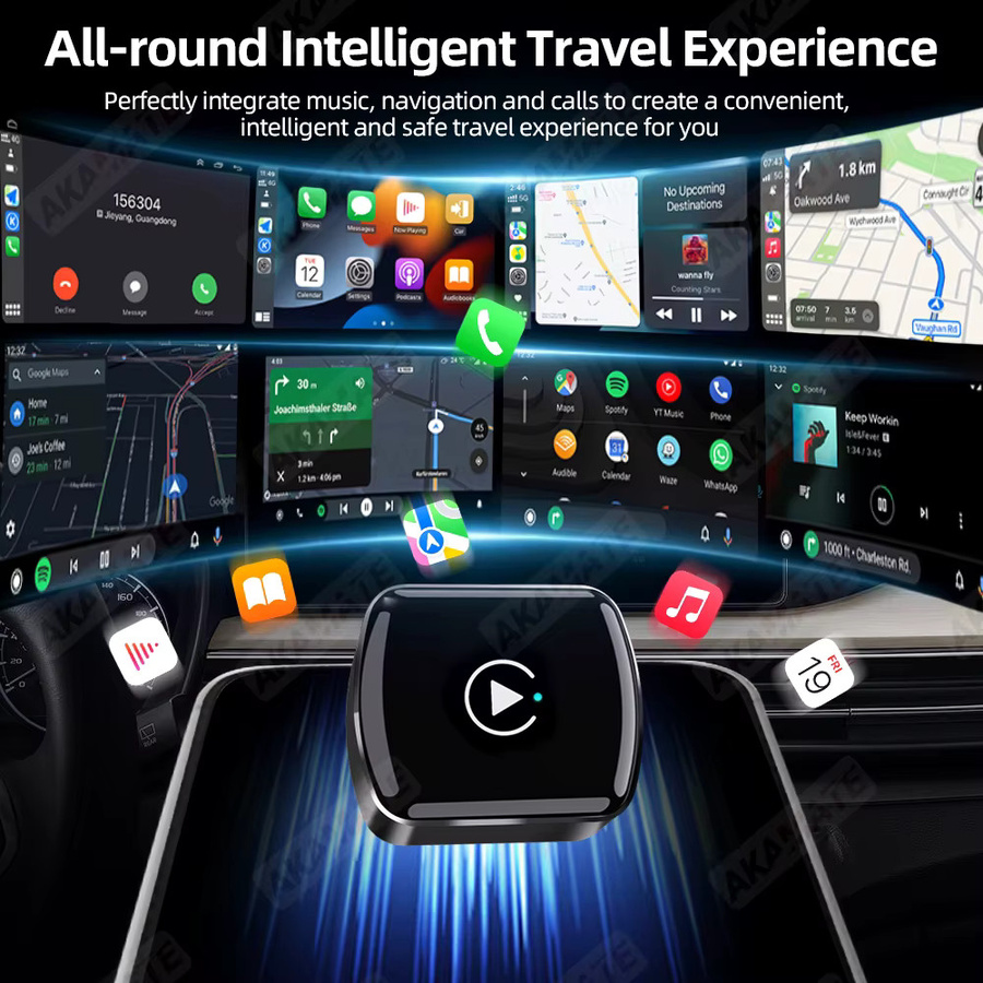 AKAMATE 2-in-1 CarPlay und Android Auto Adapter, kabelloser Bluetooth Dongle für das Original-Autoradio, Schwarz - Bild 4