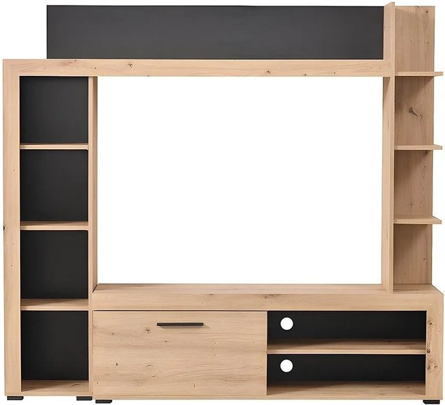 Vente-unique TV-Wand Baltimore in Anthrazitgrau und Naturfarben Hell, Breite: 172,5 cm - Bild 1
