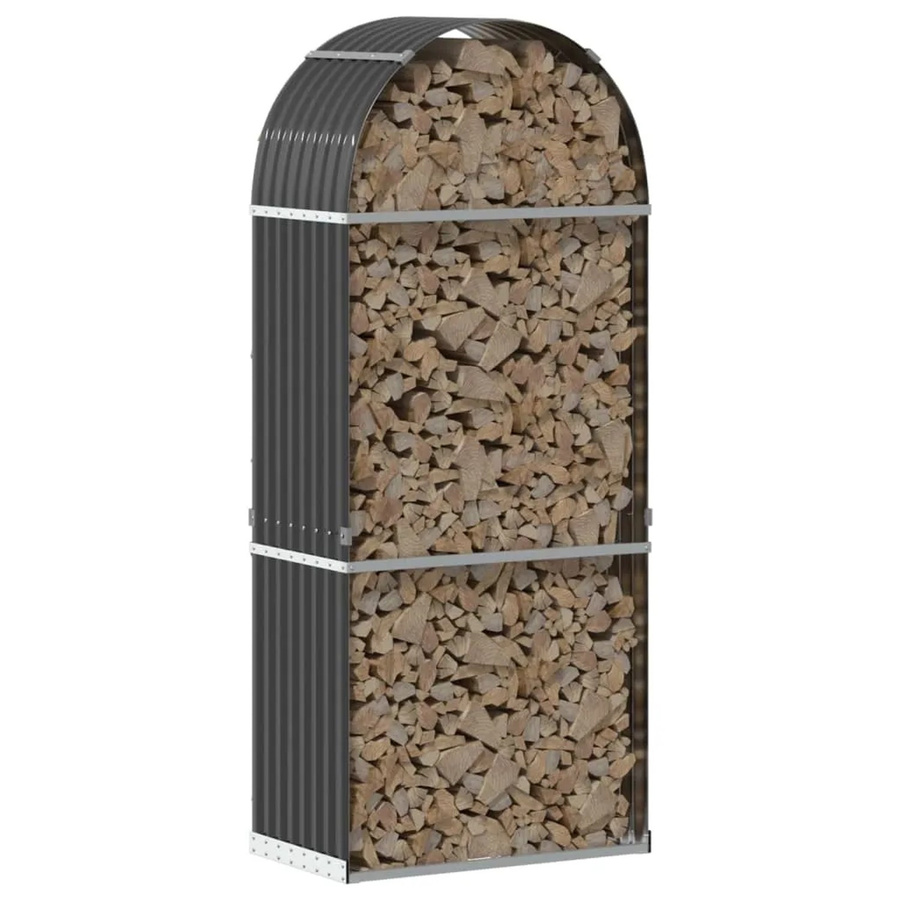 vidaXL Kaminholzunterstand aus verzinktem Stahl in Anthrazit, B/T/H: 80 x 45 x 190 cm - Bild 2