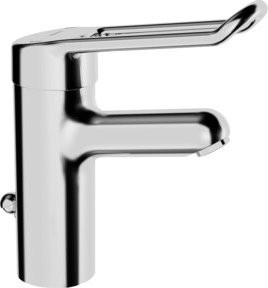 Hansa Waschtisch-Einhebelmischer HANSAMEDIPRO in Chrom mit Ablaufgarnitur und Safety Stop, Ausladung 120 mm - Bild 1