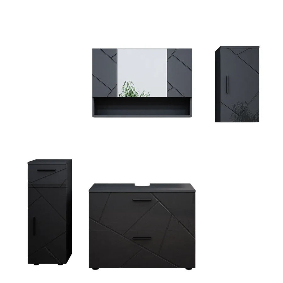 Vicco Badmöbelset Irma in Anthrazit Hochglanz, modernes 4-teiliges Badezimmer-Set - Bild 3