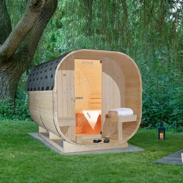 Home Deluxe Outdoor Sauna CUBE DELUXE L für bis zu 4 Personen aus Fichtenholz in Braun, B/T/H: 220 x 194 x 192,8 cm - Bild 1