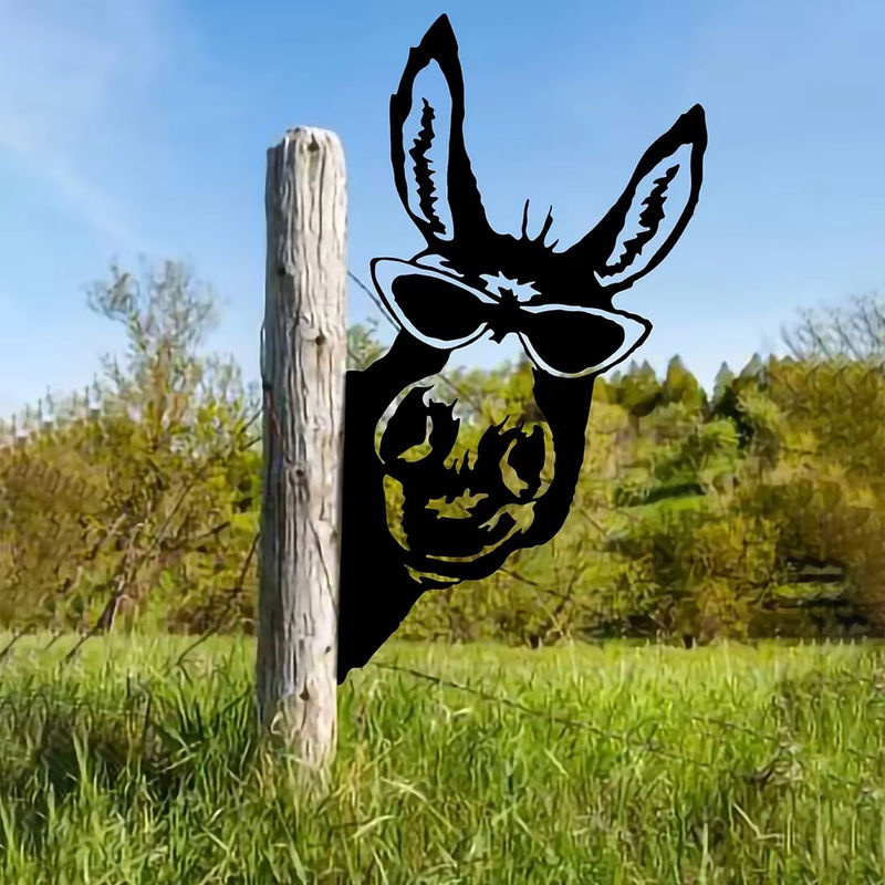 Esel Silhouette aus Eisen in Schwarz als Garten Ornament und Wandkunst für Outdoor und Farm Dekor - Bild 3