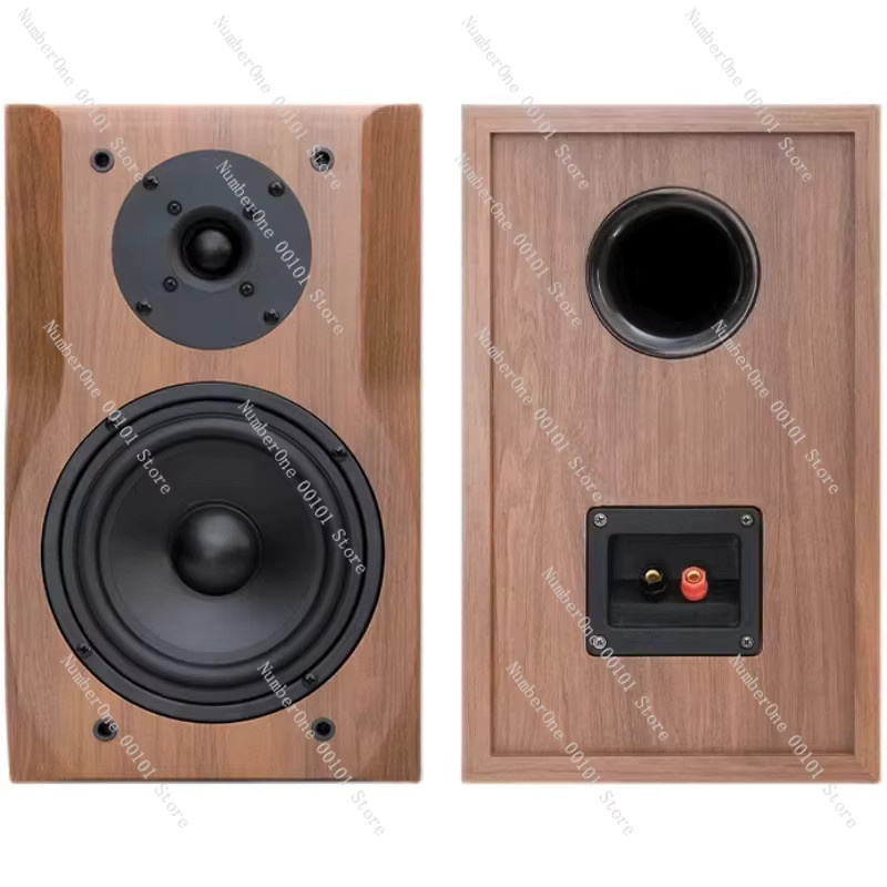 HIFI-Regallautsprecher 2.0 Set aus Holz, passives 2-Wege-Paar, 6,5 Zoll, Braun - Bild 1