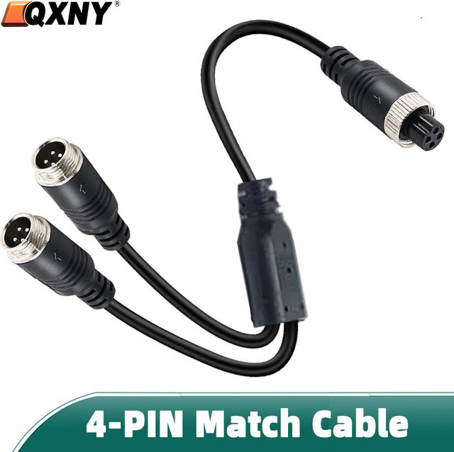 QXNY 1-zu-2 Y-Splitter Stromkabel mit M12 4-Pin Luftfahrtstecker als Verlängerungskabel-Adapter für CCTV-Kameras, Schwarz - Bild 1