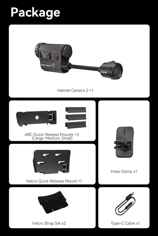 RunCam Helmetcam2 Actionkamera mit Nachtaufnahme und einstellbarer Linse in Schwarz - Bild 4