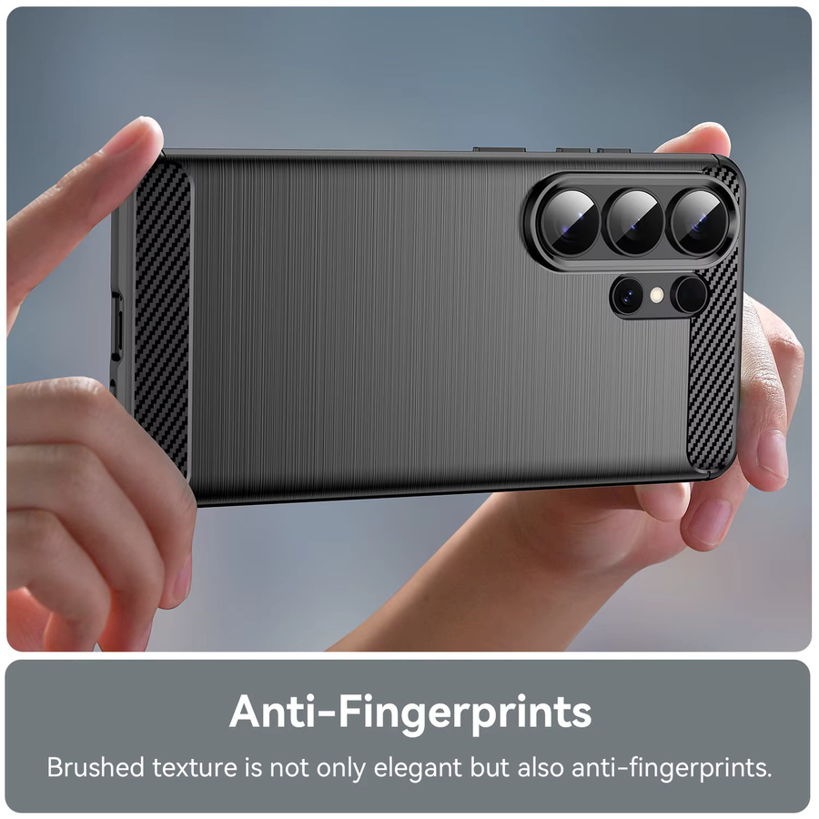 Samsung Galaxy S26 S25 S24 S23 Plus Ultra FE Schutzhülle aus Carbon Faser und weichem TPU Silikon in Schwarz - Bild 4