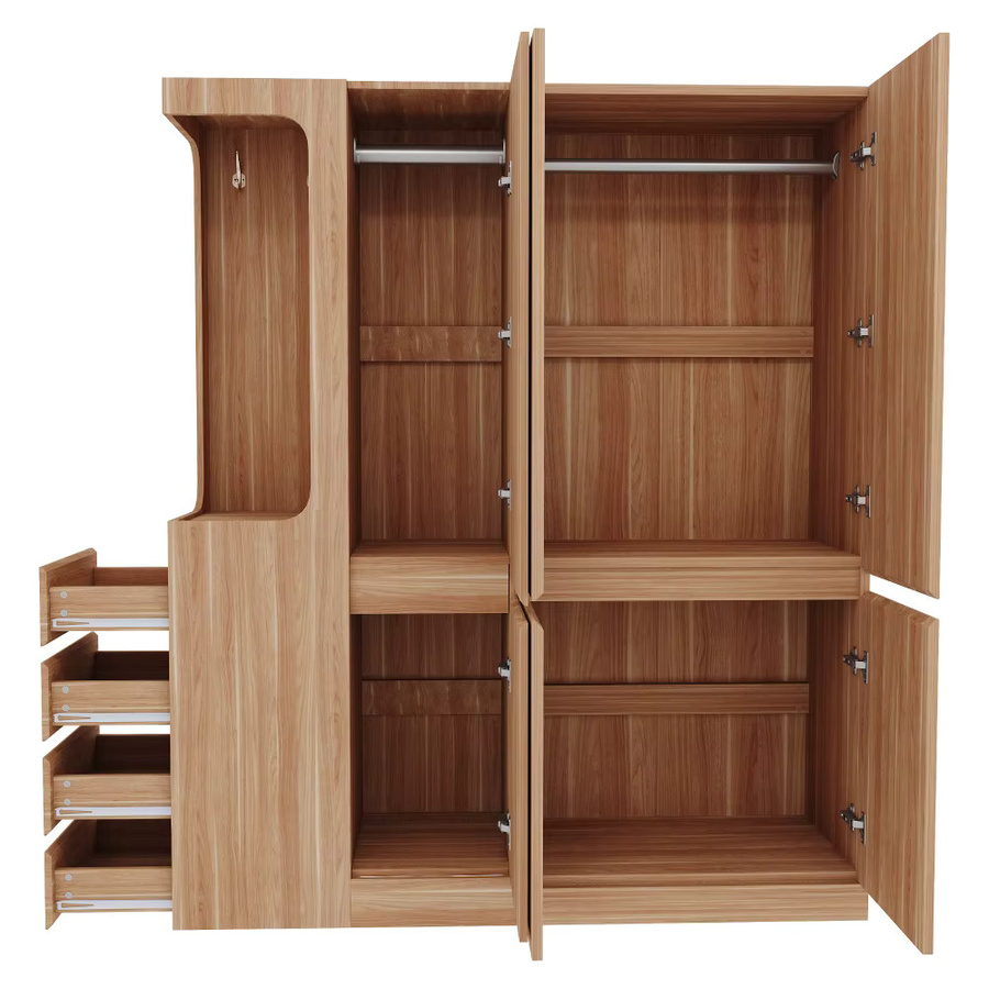 Moderner Kleiderschrank von BOMP in Braun mit integrierten Schubladen, Regalfächern und Kleiderstange - Bild 3