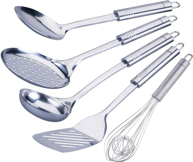 Fackelmann Küchenhelfer-Set Ovalgriff aus Edelstahl in Silber, 5-teilig - Bild 1