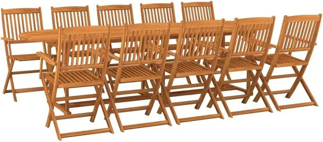 vidaXL Garten-Essgruppe Modell 3 aus Akazien-Massivholz, 11-teilig, Braun - Bild 1