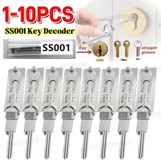 2-in-1 Präzisions-Schlüssel-Decoder-Werkzeug Set aus Edelstahl in Silber mit O-Ring-Tonabnehmer und Haken-Pick-Set - Bild 1