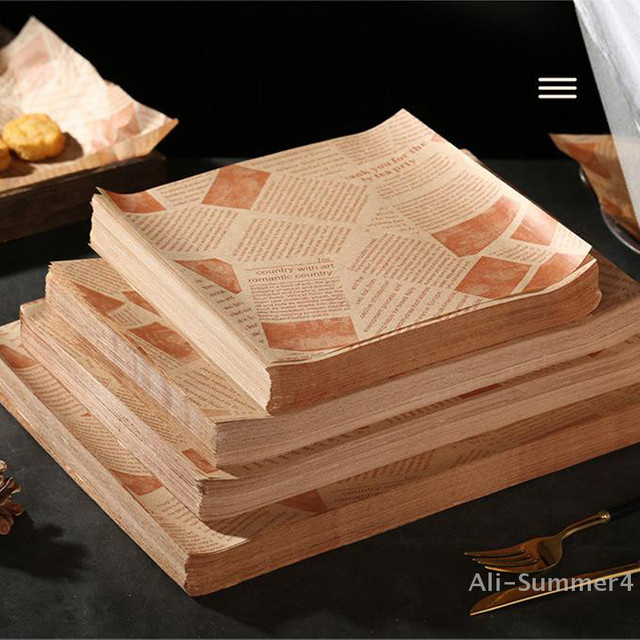 Ölbeständiges Backpapier für Burger, Sandwiches und Frittiertes, 50 oder 100 Stück matte Verpackungspapiere - Bild 1