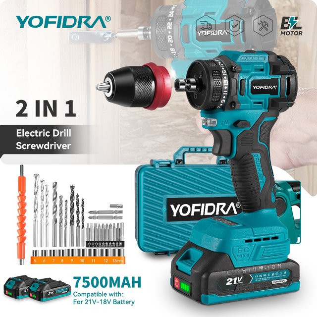YOFIDRA 2-in-1 Bürstenloser Elektrischer Schlagbohrschrauber und Hammer für Makita LXT Akkus - Bild 1