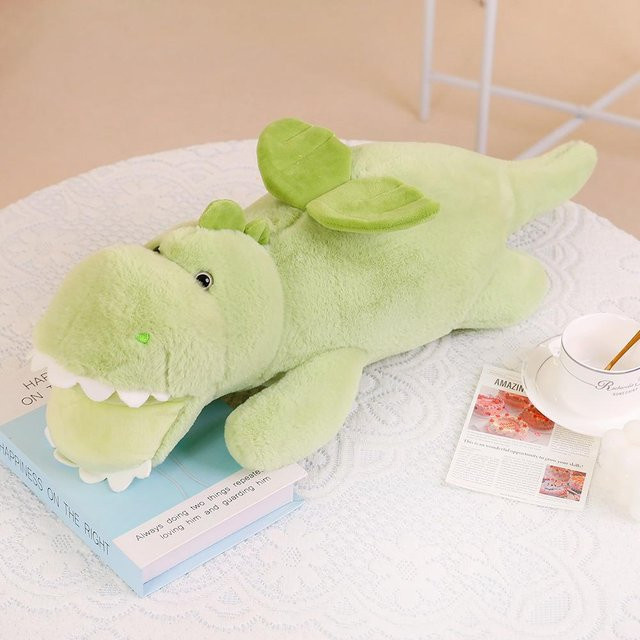 Yiran Health & Beauty Dinosaurier Triceratops Plüschtier, Weißer Drache, 65cm - Bild 1