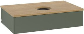 V&B Waschtischunterschrank Antao ohne Frontstruktur in Eiche Honig und Lackgrün, B/T/H: 80 x 50 x 19 cm - Bild 1