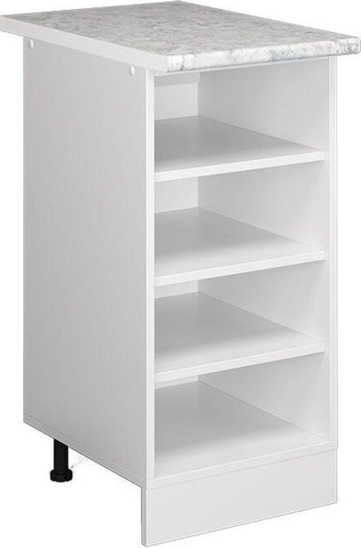 Küchenregal R-Line von Vicco in Weiß mit Marmor-Optik, freistehend, Breite: 40 cm, Höhe: 81,6 cm, Tiefe: 60 cm - Bild 1