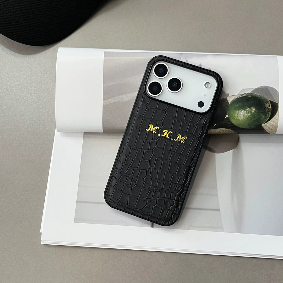 Individuelle AccWare Kunstledertasche mit Krokodilmuster für iPhone 11 bis iPhone 17 Pro Max, Farbe: Schwarz - Bild 2