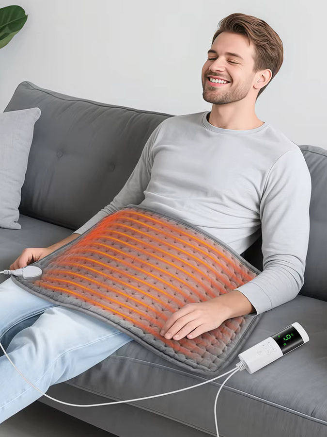 AFDEAL Elektrische Heizkissen Decke mit Timer für Schulter, Hals, Rücken und Beine in Grau - Bild 4