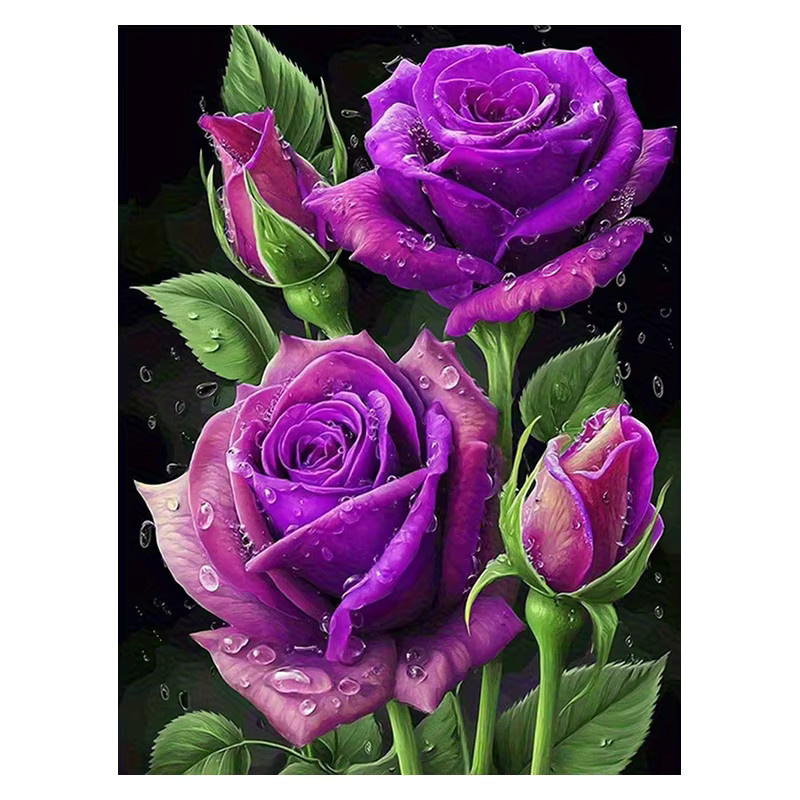 Huacan 5D Diamant-Mosaik Rose DIY Stickerei Set in Lila, B/H: 20 x 30 cm - Bild 4