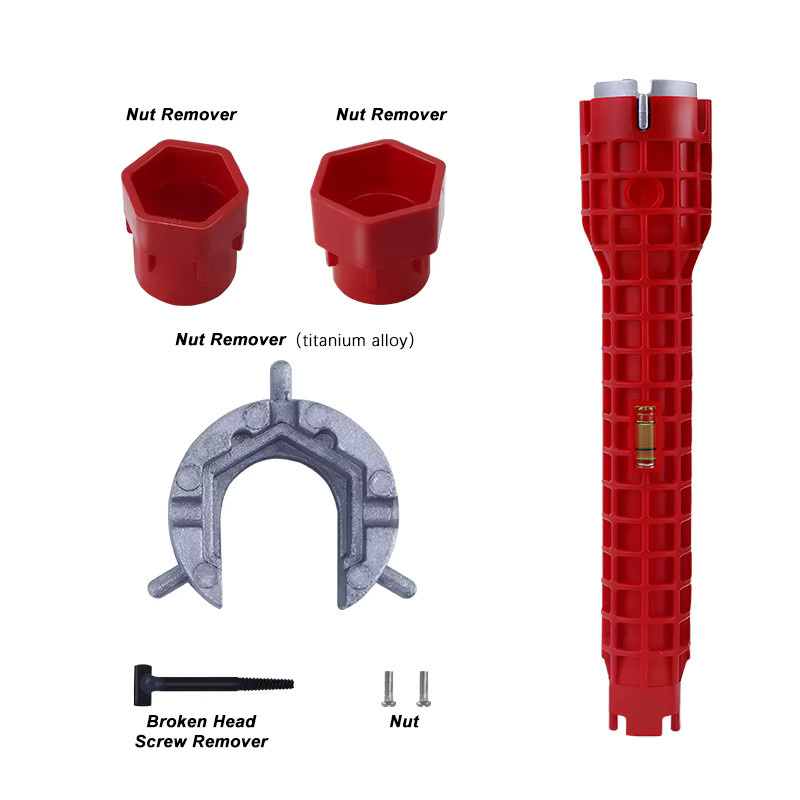 eoopee 14-in-1 Multifunktions-Waschbecken-Wasserhahn-Schlüssel für Sanitär-Reparaturen in Rot - Bild 3