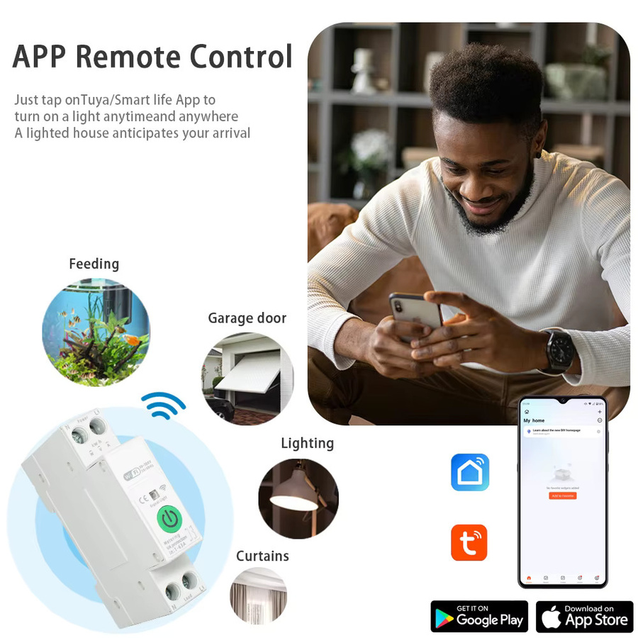 TUYA WIFI Smart Circuit Breaker mit Strommessung 63A in Weiß - Bild 2