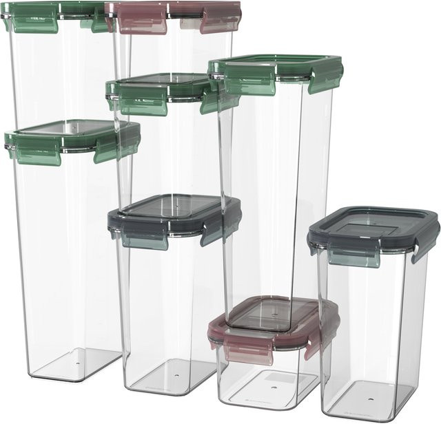 SILVERCREST Vorratsdosen-Set mit Snap-Lid, 8 Stück, transparent, stapelbar und mikrowellenfest - Bild 1
