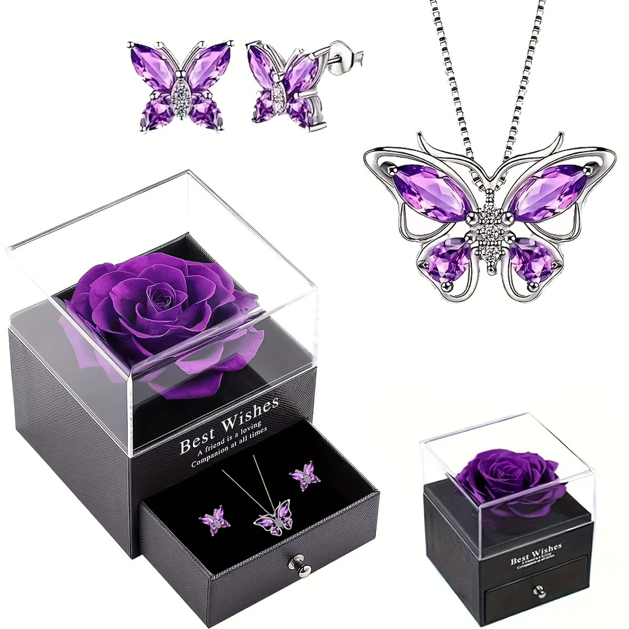Schmuck-Set Halskette und Ohrringe, Schmetterlingsanhänger - Bild 2