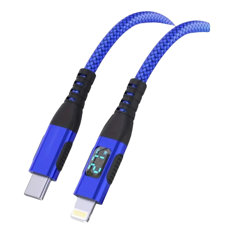LAIHONEN USB-C zu Lightning Kabel mit LED-Anzeige und blauer Nylon-Ummantelung für schnelles Laden von iPhone und iPad - Bild 6