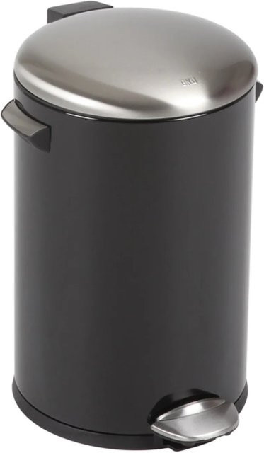 PROREGAL Retro Treteimer mit markanten Griffen und Kugelkappe in Schwarz, 12 Liter, Höhe: 41,2 cm, Durchmesser: 25 cm - Bild 1