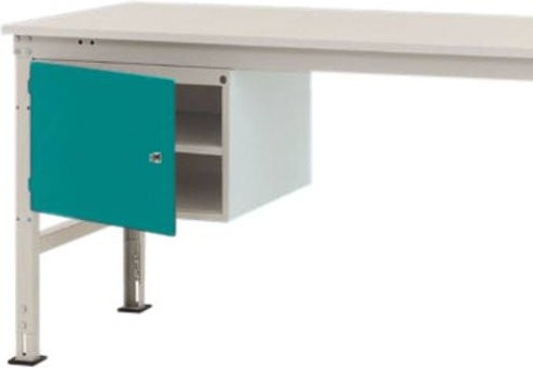 Manuflex ZB4717.5021 Gehäuse-Unterbau Universal Stationär in Blau/Türkis mit 1 Tür links angeschlagen für Tischtiefe 1200 mm, Nutzhöhe: 300 mm - Bild 1