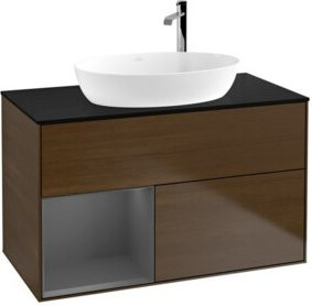 V&B Waschtischunterschrank Finion 100 Wandbeleuchtung in Anthrazit lackiert B/T/H: 100 x 50,1 x 50,1 cm - Bild 1
