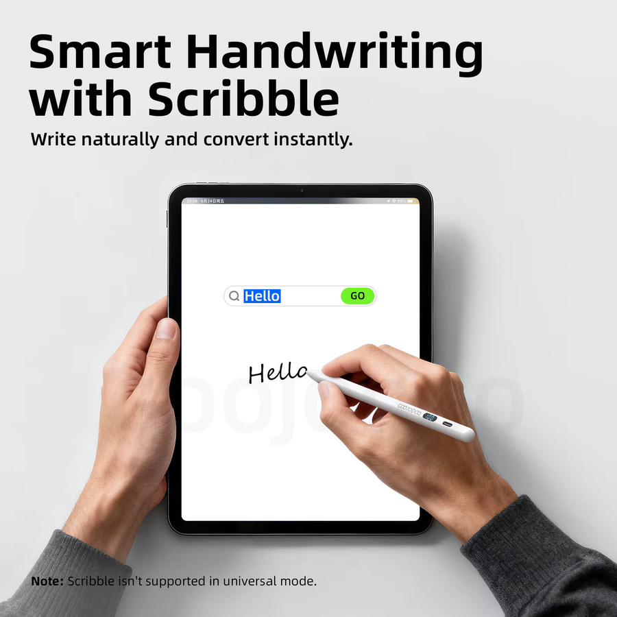 GOOJODOQ GD017 2-in-1 Dual-System Eingabestift in Weiß für iPad und Android mit Digitalanzeige und magnetischer Absaugung - Bild 2